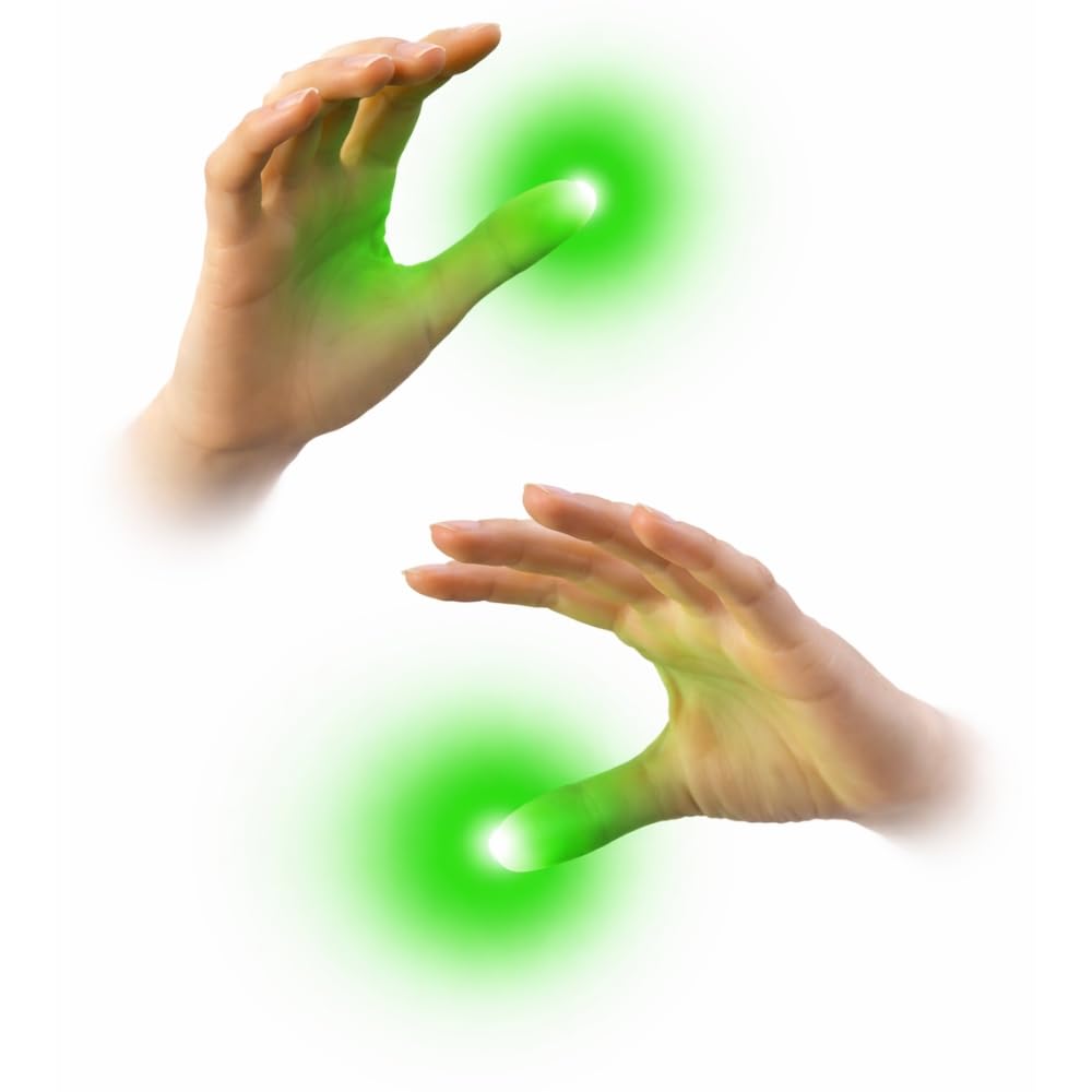 MilesMagic Set of 2 Magic Light Up Thumb Tip | Lights from Everywhere | Easy to Do Flash Lights from Anywhere Close Up Routines Finger Illusion Magic Trick (Green) — image 1