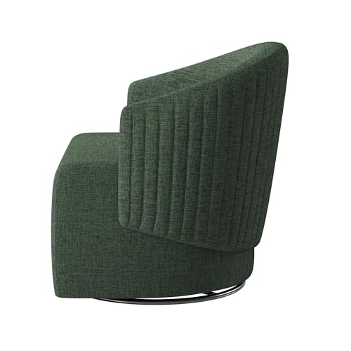 Image of BELLEZE Swivel Accent Chair, Modern Upholstered Swivel Armchair 360 Degree Barrel Chair Comfy Corner Chair for Living Room Bedroom - Malta (Green)
