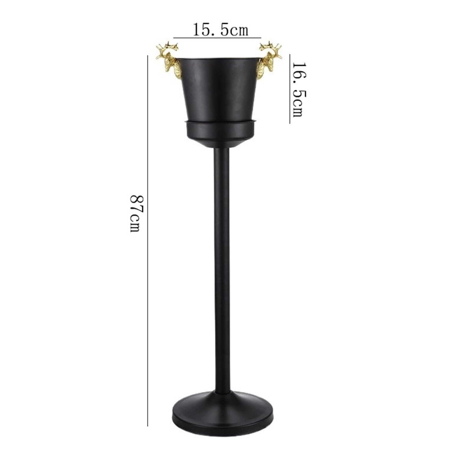Secchiello per ghiaccio isolato per champagne, vino, secchiello per il ghiaccio nero con supporto, contenitore cubo in acciaio inox, per vino, birra, KTV, club, bar, barbecue, matrimoni, vasca per