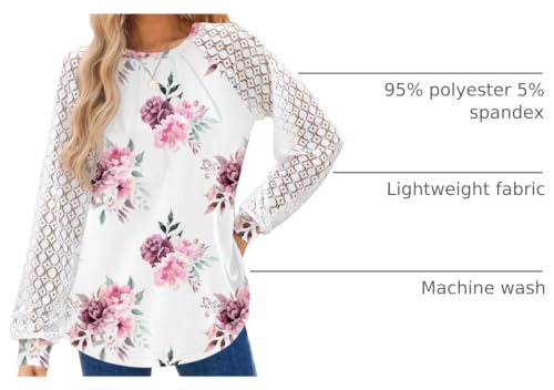Image of HOTOUCH Women's Lace Long Sleeve Spring Dressy Casual Business Work Trendy Shirts