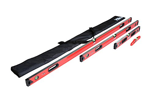 Hilka Tools 63990004 4 PCE Level Set-Torpedo, 24", 48", 72", Red & Black 1 Hilka Tools 63990004 4 PCE Level Set-Torpedo, 24", 48", 72", Red & Black