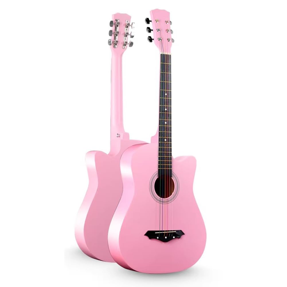 Chitarra acustica da 96 cm, chitarra in legno a 6 corde in acciaio con kit di avviamento, custodia, corde, tracolla, pipa e plettro