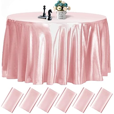 fani 6 Pack 120 Inch Rose Gold Round Tablecloth - Premium Silky Satin Tablecloth Overlay Smooth Fabric Table Cover Linens, Table Decoration for Wedding Party Banquet Events Restaurant Kitchen Dining Cover