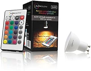 AURAGLOW 5w Remote Control Colour Changing Dimmable LED Light Bulb GU10 50w EQV Warm White - 3rd Generation