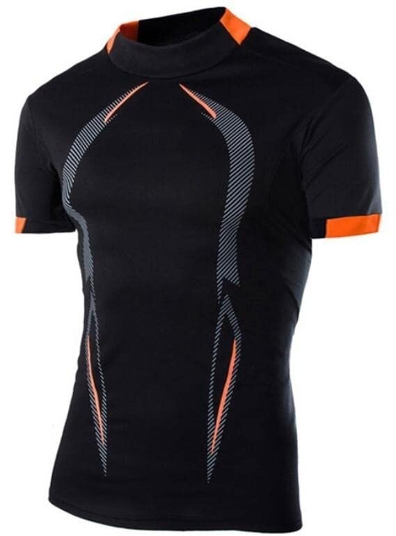 LOSIBUDSA Mens Gym T-Shirt Quick Dry Fitness Short Sleeve Tees Short Sleeve Round Neck Breathable Sports Running T Shirt (M, W01 Black)