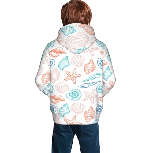Colorful Seashells1 Kid Hoodies Boys Sweatshirts Girls Pullover with Pocket4
