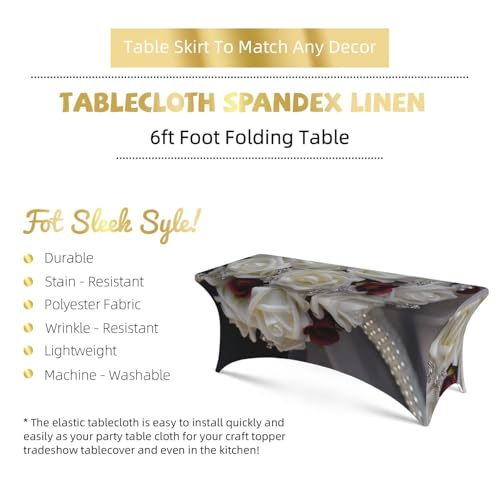 Nappe extensible blanche 1m80 en élasthanne infroissable pour table rectangulaire