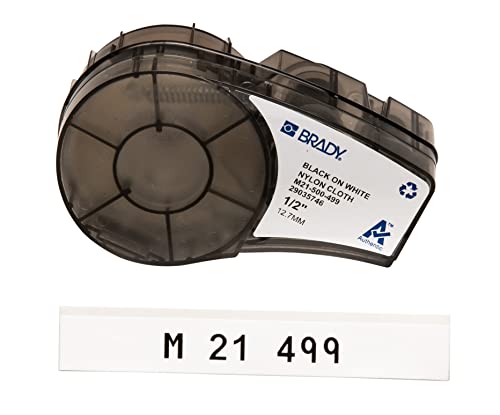Image of Brady Authentic (M21-500-499) Multi-Purpose Nylon Label for General ID, Wire Marking, and Lab Labeling, Black on White- For M210, M210-LAB, M211, BMP21-PLUS and BMP21-LAB Printers, .5 inch W 16' L