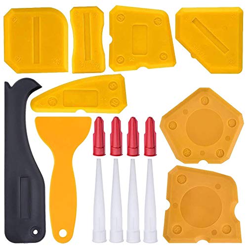 Haquno Kit de 17 pièces en silicone pour joints de finition et racloir les joints (jaune) Cover