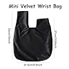 Anopo Kleiner Samt Handgelenkstasche für Damen Elegante Clutch Abendtasche Handtasche Tote Bag Schwarz #1