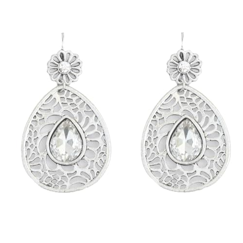 Boucles d'oreilles Temporelle argent et strass de haute joaillerie