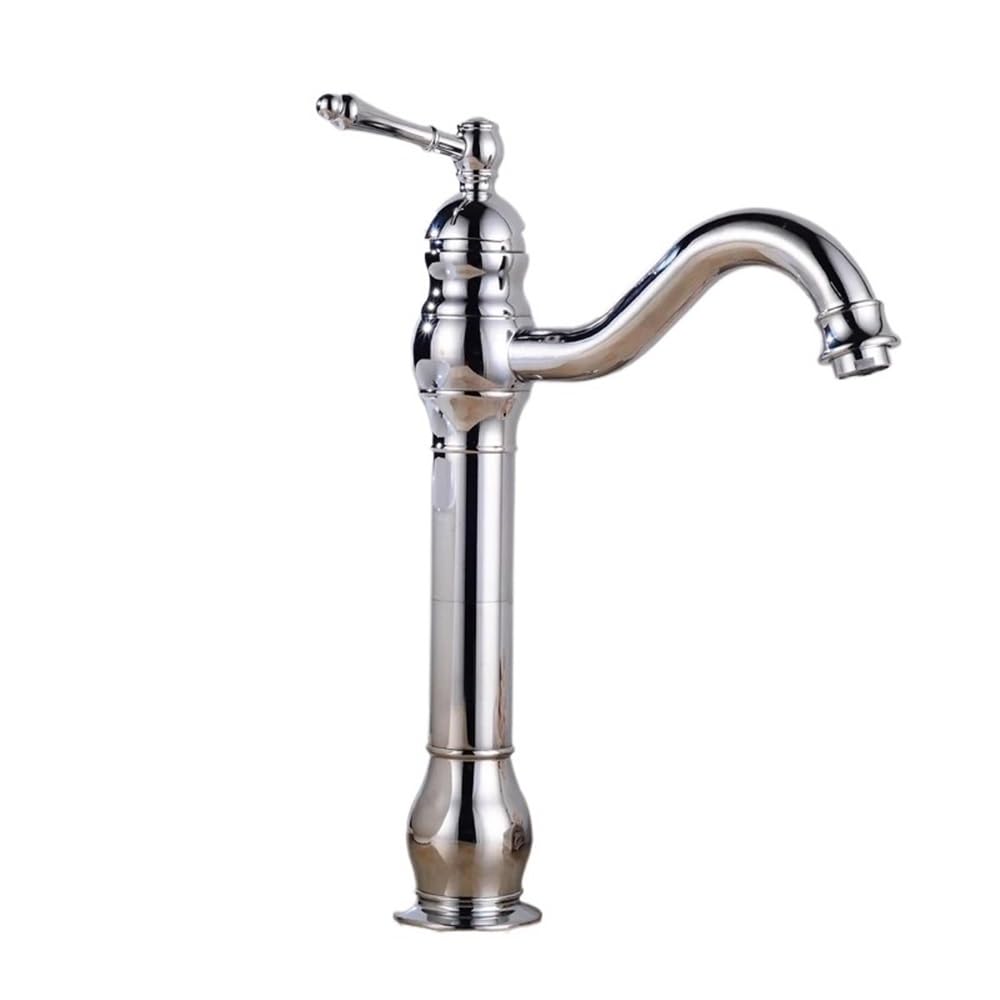 Robinet de lavabo en laiton chromé haut de gamme, mitigeur design pivotant