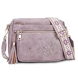 KITEVIUN Crossbody Bags for Women Trendy Leather Crossbody Purse Shoulder Handbags Butterfly Design