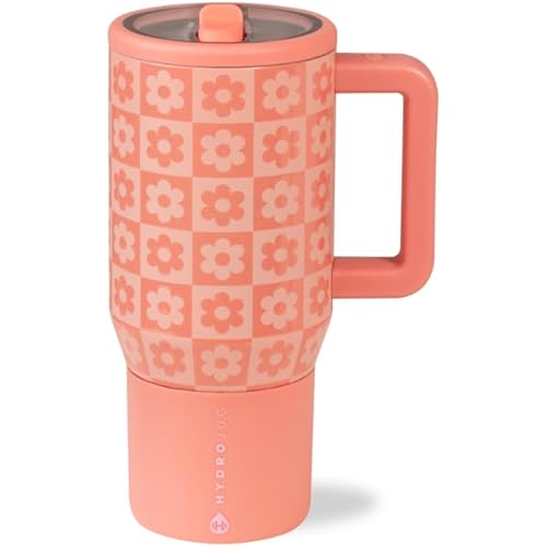 HydroJug Kids - 20 oz Insulated Kids Water Bottle with Flip Straw & Handle | Leak-Proof & Durable | Perfect for School, Sports, Lunch, Travel & Camp, Daisy Checkers