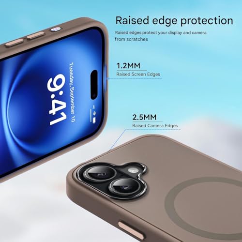 Image of Elzzi Magnetic for iPhone 17 Case (2025) (Compatible with MagSafe)(Military Grade Drop Protection) Matte Shockproof with Anti-Fingerprint Phone Cover, 6.3''|Brown