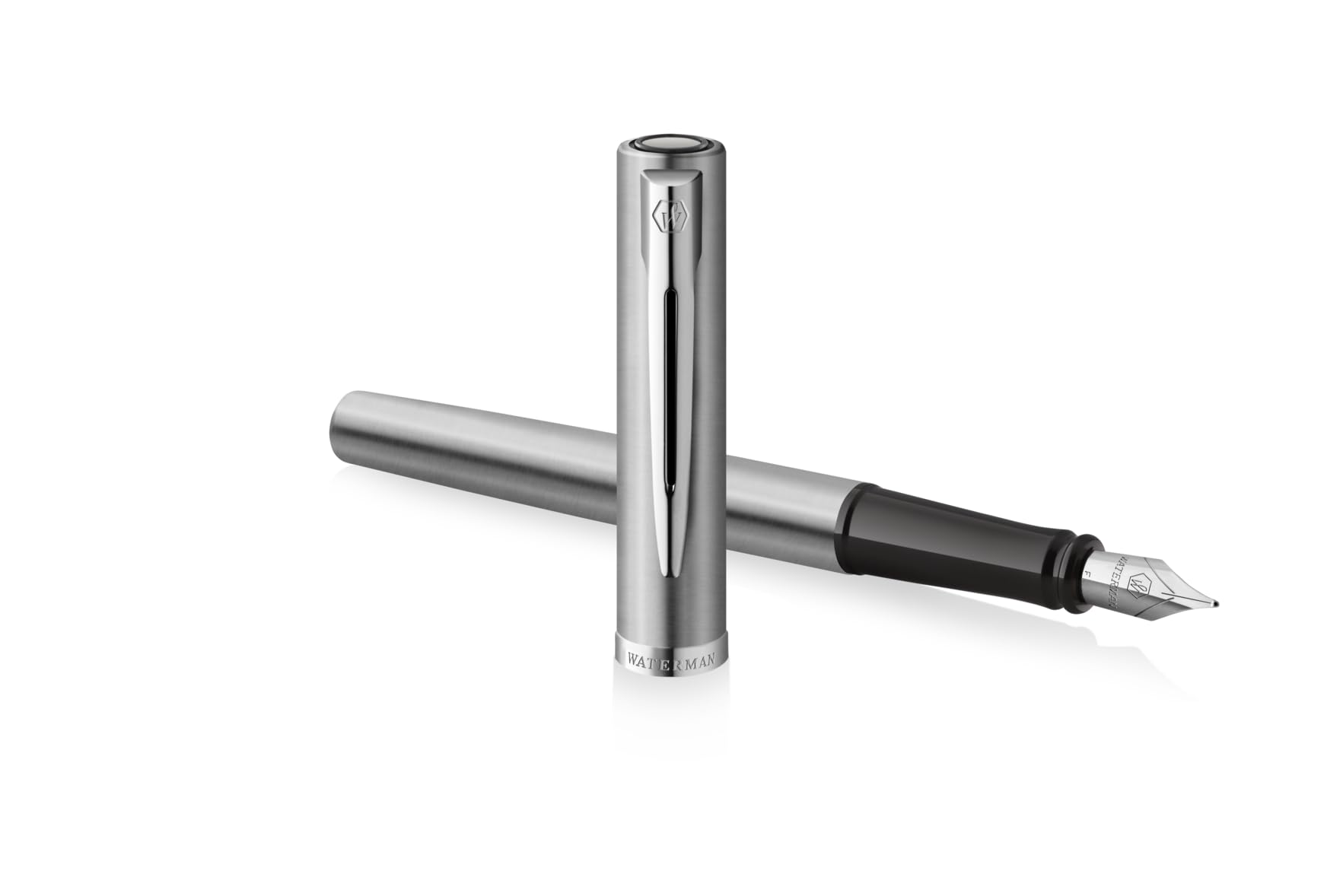 Waterman Impression Kugelschreiber & Füllfederhalter Set mit Gravur – Personalisierter Premium-Füller – Elegantes Schreibset für Männer & Frauen – Blaue Tinte (Stainless Steel CT)