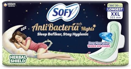 Sofy Women Anti Bacteria Longest XXL Sanitary Pads |Night Protection|Wider Hip Guard| Deep Absorption | Herbal Shield | Hygiene & Herbs | XX-Large, Pack Of 30