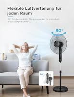 Midea FS40-15FR Standventilator Leise mit Fernbedienung,3 Geschwindigkeitsstufen,LED Anzeige, 7,5H Timer,höhenverstellbar, 80°Oszil-lationsfunktion, 55W Kraftvoller,Ventilator,Luftzirkulation, Schwarz – Ansicht 6