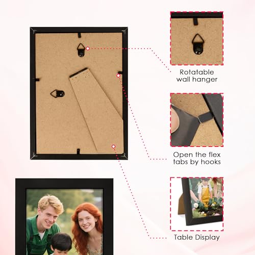 Image of FIXSMITH 4x6 Picture Frame Set of 4, 4x6 Photo Frames with HD Plexiglass for Wall Hanging or Tabletop Display, Black