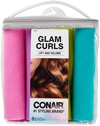 Conair Foam Hair Rollers for Big Loop Curls, Hair Rollers, Hair Curlers in Assorted Sizes, 8 Count