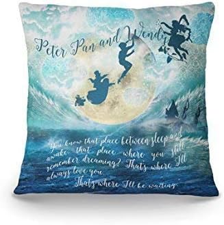 Peter Pan Pillow Cover, J. M. Barrie Throw Pillow, Peter Pan and Wendy Decorative Pillow, Bookworm Accent Pillow, Literary Gift