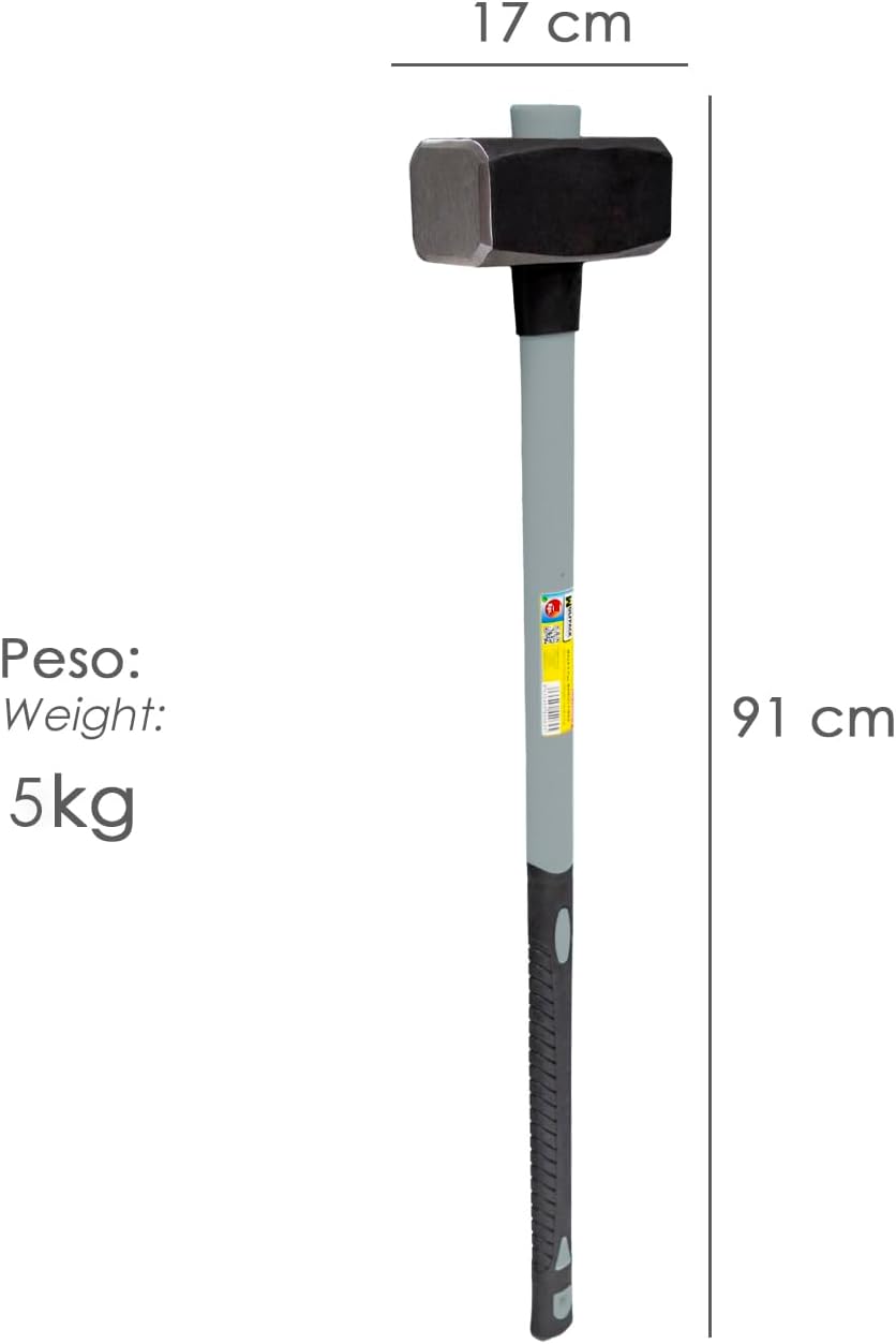 WOLFPACK LINEA PROFESIONAL 2500210 Fibreglass Handle 5 kg Forged Head with Anti-Vibration Ring, Maza/Porro, Multi-Colour, Unique