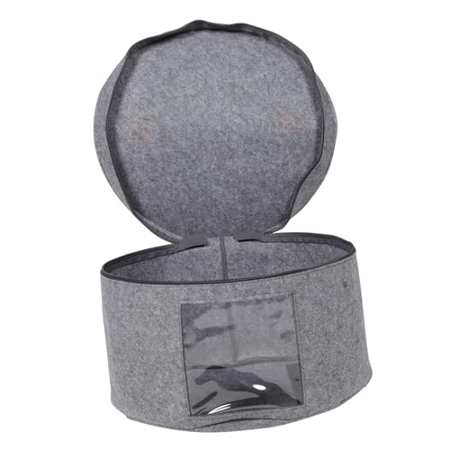 AKOOSY Cajas Para Sombreros Redondas 40x26 Cm Almacenamiento De Sombreros De Gran Capacidad Cubo De Almacenamiento Tapa y Asa Material Resistente Color Gris Para Viajes Uso Familiar