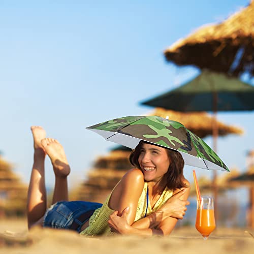 Mufekum 4 Pack Umbrella Hats, 26.4" Hands-Free Head Umbrella Hats For Adult, Folding Waterproof Umbrella Cap With Head Strap For Outdoor Party, Fishing, Sun, Rain, Beach, Golf, Hiking #TOP5