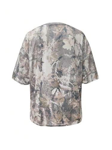 Women's Camo Shirt Maple Leaf Print Short Sleeve Camouflage T Shirt Summer Camo Tee Top Streetwear2