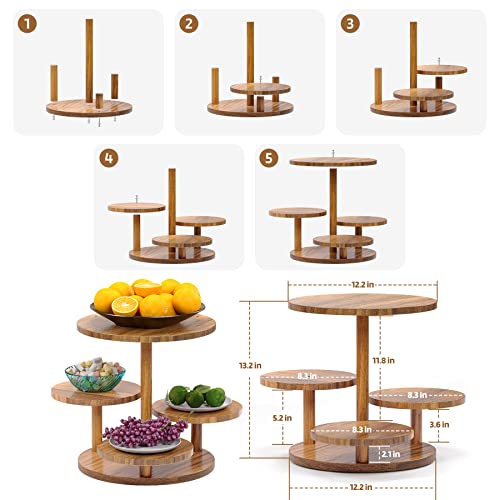 Hurzmoro 4 Tier Round Cupcake Tower Stand For 50 Cupcakes,Wood Cake Stand With Tiered Tray Decor,Farmhouse Tiered Tray Decor,Cupcake Display For Birthday Graduation Baby Shower Tea Party #TOP2