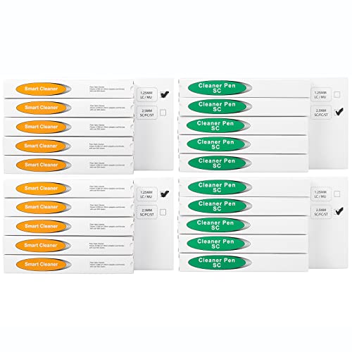 Stylo de nettoyage fibre optique 1.25 et 2.5mm pour connecteurs SC ST FC LC MU - Lot de 20