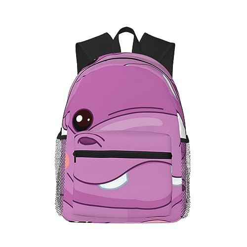 NUYFVG Mochila de día cómoda e informal de color morado de dibujos animados para uso diario, versátil para la universidad, trabajo, senderismo, viajes al aire libre, Morado de dibujos anim, Talla