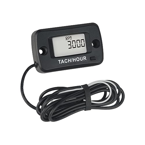 Jayron JR-HM019R LCD Digital a Prueba de Agua Motor de Gasolina Contador de Horas Tacómetro Medidor de Mantenimiento para Paramotores,Motosierras,Generadores,Barcos Modelo