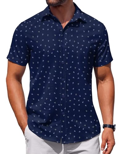 COOFANDY Button Down Shirts for Men Short Sleeve Casual Dress Shirts for Men Collared Shirts Breathable Lightweight
