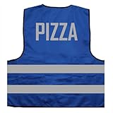 Pizza Lieferant Pizzalieferant Verkleidung Karneval Kostüm Warnweste BZW. Signalweste mit reflektierendem Aufdruck - Größe XXL / 3XL, Blau