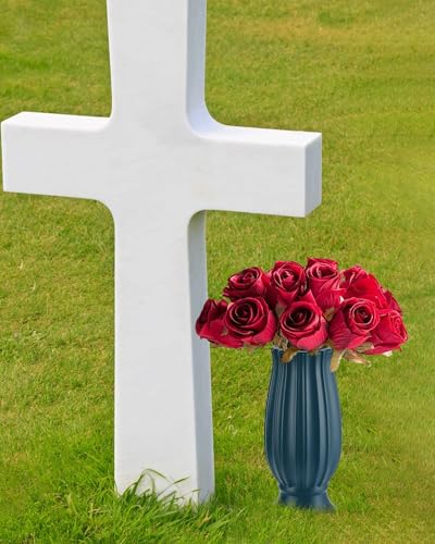 TFANUO 2 Pcs Cemetery Vases with Spikes,Grave Vases for Cemetery with Metal Spikes and Scupper,Cemetery Vases for Headstones Memorial Gifts Loss of Loved One - Image 4