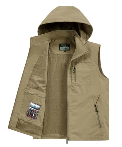 Image of Lightweight Outdoor Vest Jacket for Men, Windbreaker for Golf, Safari, Travel, Fishing, Hiking