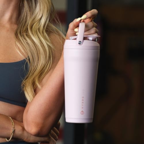 Image of HydroJug Insulated Protein Shaker Bottle 24 oz, Silent Mixing, Pink Sand