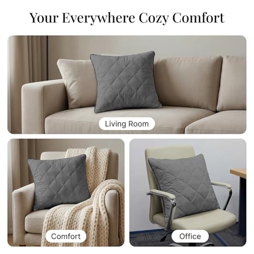 Image of AYKA Microfiber Cushion Filler Set of 5 (16 x 16 Inch) | Soft & Fluffy Sofa Cushions Inserts | Premium Polyester Fiber Throw Pillows for Sofa, Couch, Bed & Living Room Decor | Grey