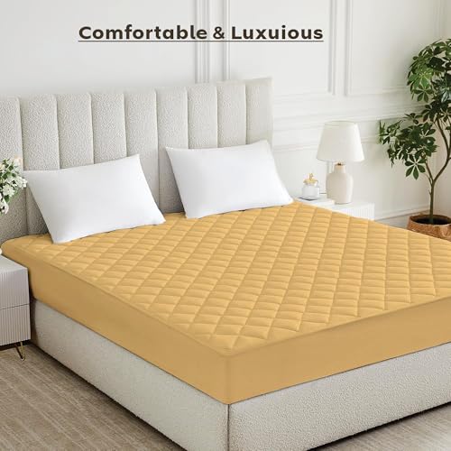 Image of Ayka 100% Waterproof Cotton Quilted Mattress Protector King Size Breathable Hypoallergenic Noiseless Ultra Soft Fitted Bed Protector 78x72 inch Mattress /Bed Cover (King 78x72 inch | 6.5x6 ft, Beige)