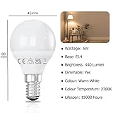 Belns Melns E14 LED Bulb Dimmable, 2700K Warm White, 5W (Equivalent to 40W) Small Edison Screw Golf Ball (SES), Flicker Free Dimmable - Pack of 6 - Image 2
