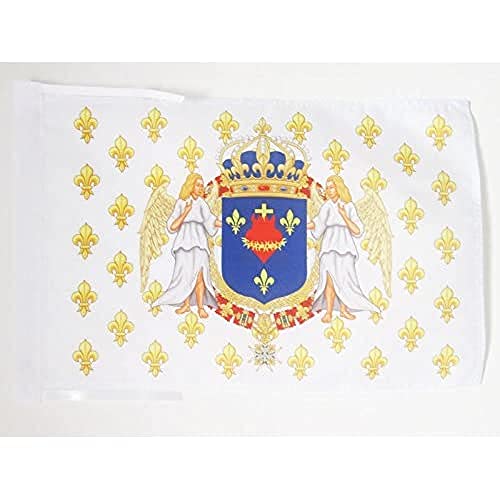 AZ FLAG - Drapeau Royaume de France Anges Sacré Cœur - 45x30 cm - Pavillon Royaliste Pavillon Du Roi Ancien Régime Jésus 100% Polyester Avec Deux...
