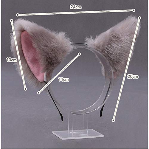 Faux Fur Fox Cat Ears Headband Hair Hoop Hairband Animal Ears Cosplay Party Costume Ears Headwear (Camel) - Image 2