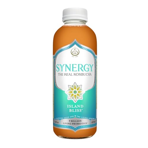 SYNERGY The Real Kombucha - Island Bliss - 16 fl oz Bottle - Raw Probiotic Drink for Gut Health and Immune Support