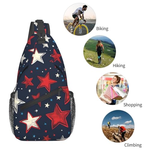 Mochila tipo bandolera roja con patrón de estrellas miniatura 6