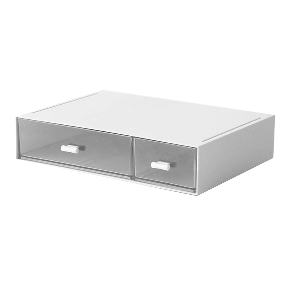 NUOBESTY Desktop Storage Organiser Double Drawer System Desktop Storage Box Cosmetic Makeup Storage Case for Home Store Table (Pink)