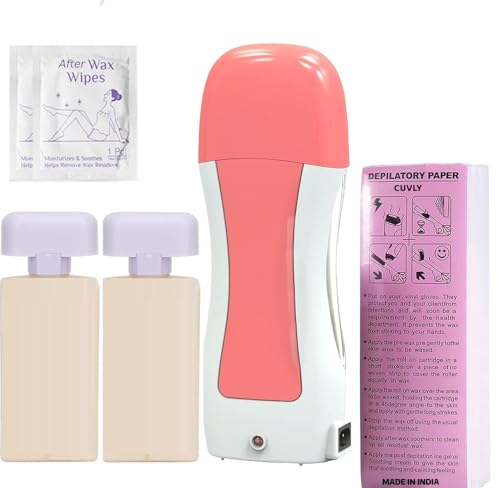 Image of Wax Heater, Roller Heater Machine Hair Removal Warmer machine Wax Refill Cartridge Wax Strips With Wipes Waxing kit for Women WaxRoll on Heater Machine (Wax, Waxing Full Kit), 5 Count