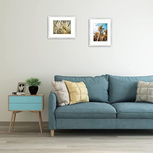 Image of Frametory, 16x20 Picture Frame with Mat for 11x14 Picture- - High Definition Glass Wide Molding - Preinstalled Wall Mounting Hardware (Silver, 1 Pack)