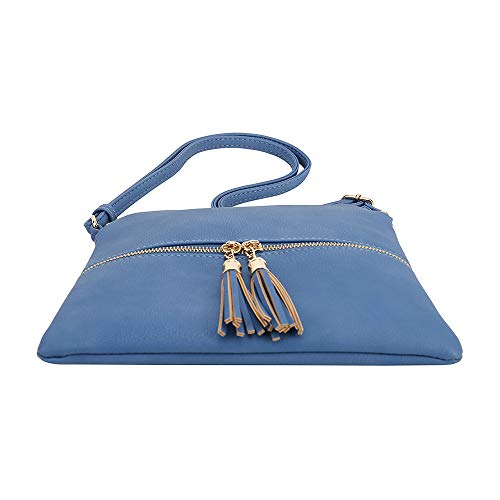 Image of SG SUGU Lightweight Medium Crossbody Bag Shoulder Bag with Tassel and Zipper Pocket