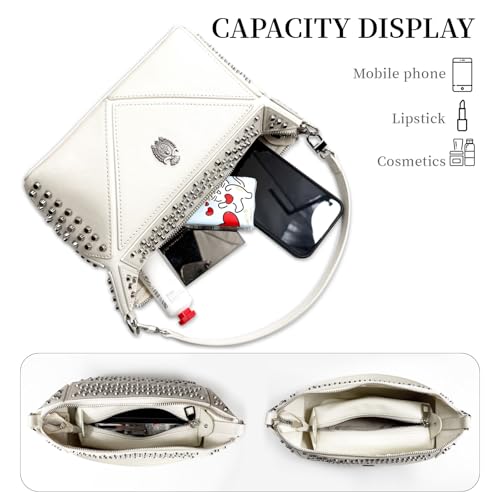 Leather shoulder Purses Stylish Studded Shoulder Bag Casual Purses Women Genuine Leather Handbags 5